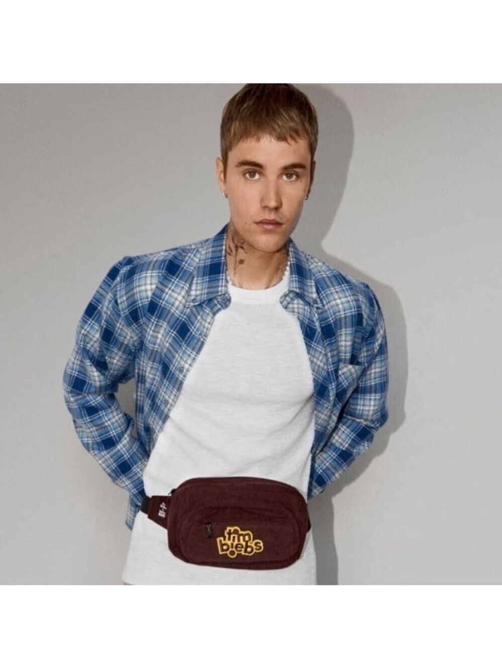 NEW JUSTIN Bieber x Tim Hortons belt bag fanny pack brown corduroy Canadian BNWT